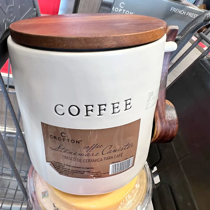 stoneware canister saying coffee