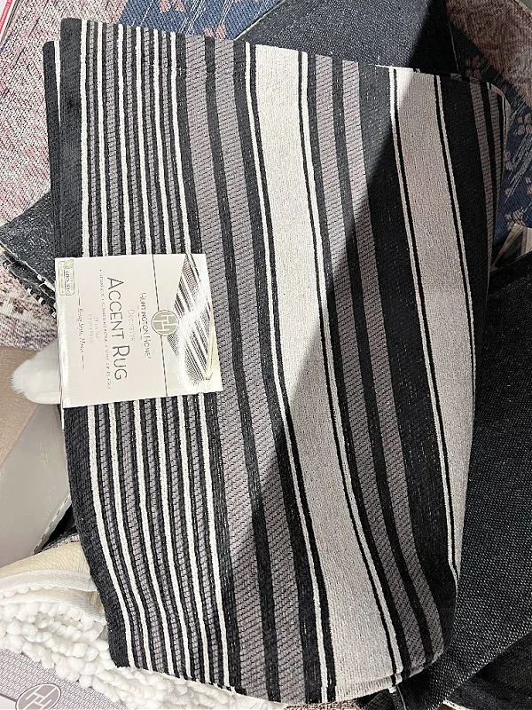 gray striped accent rug