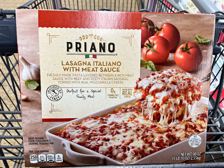 Large lasagna and coffee sparkling water ALDI Finds week of 3/30/22