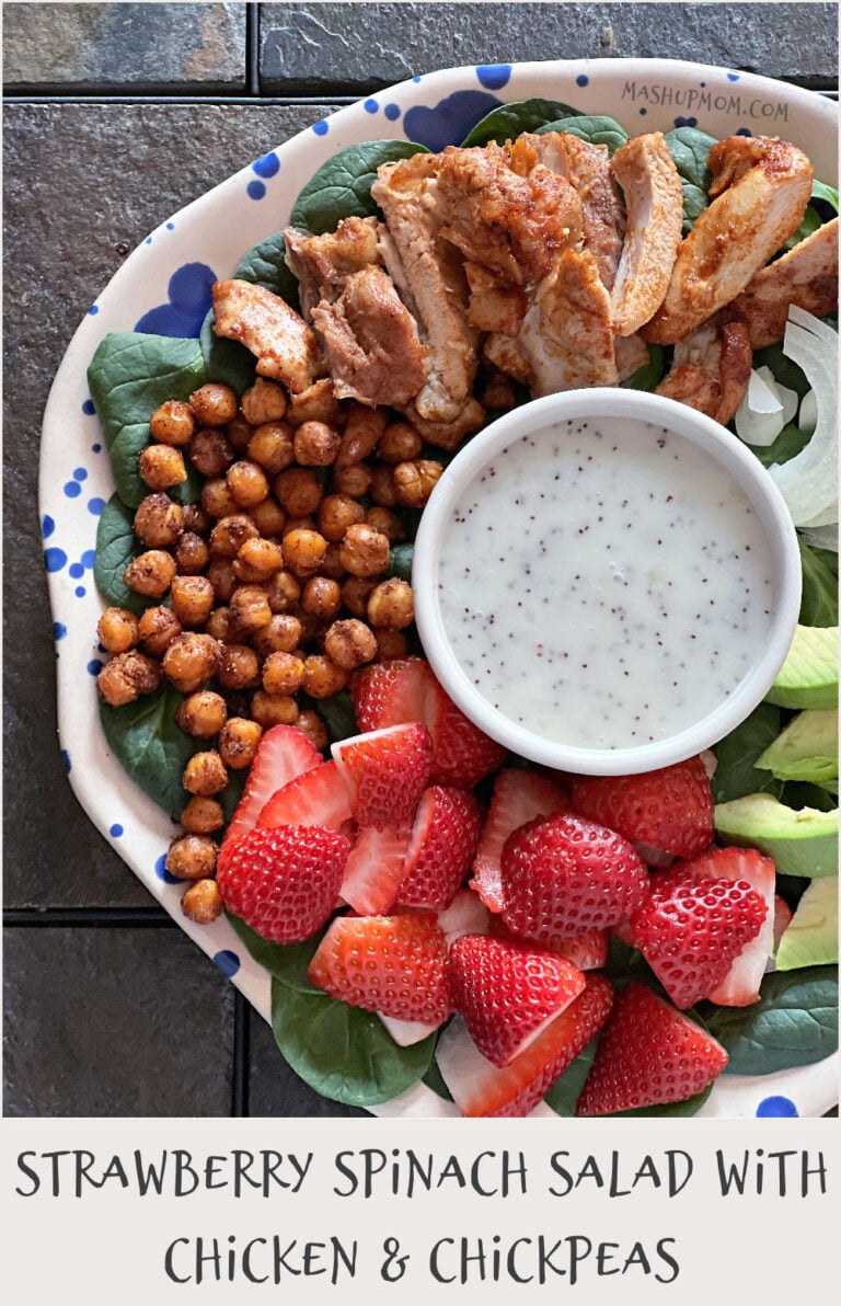 Strawberry Spinach Salad with Chicken & Chickpeas
