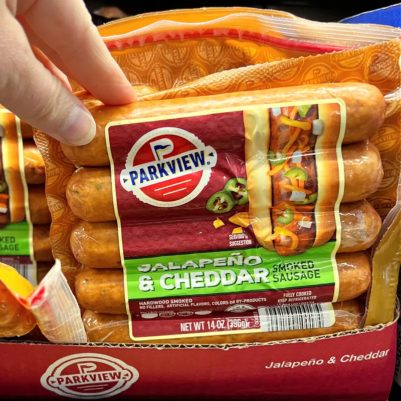 jalapeno cheddar smoked sausages at aldi