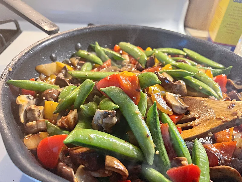 stir in the sugar snap peas