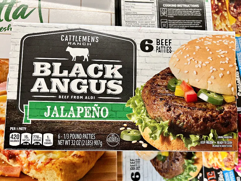 jalepeño burgers at aldi