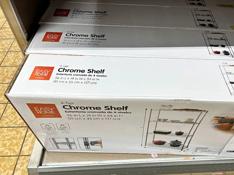 chrome shelf in a box