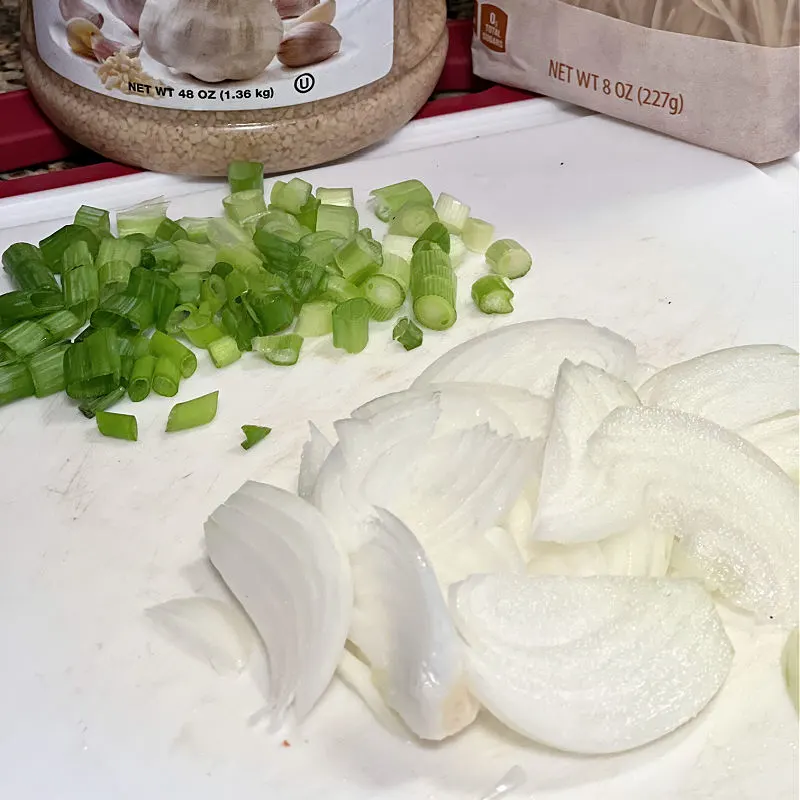 cut up onion and green onion