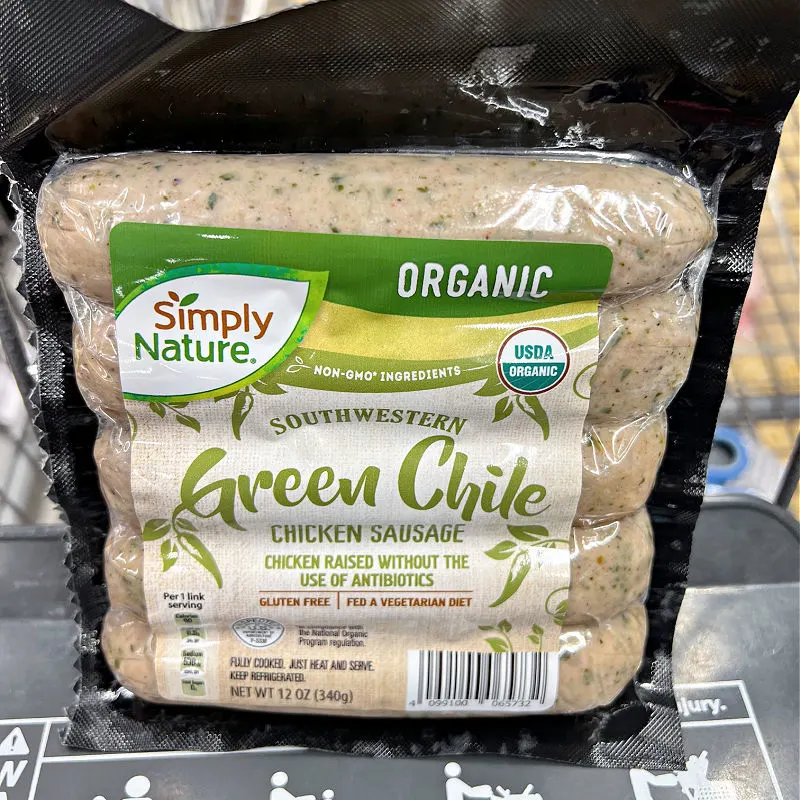 organic green chile chicken sausage