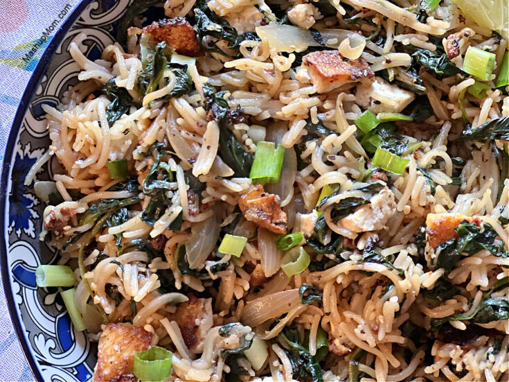 Rice Noodles with Tofu & Spinach