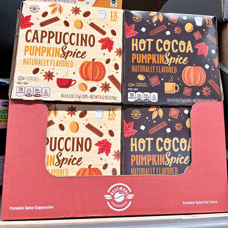 pumpkin spice cappuccino and hot cocoa