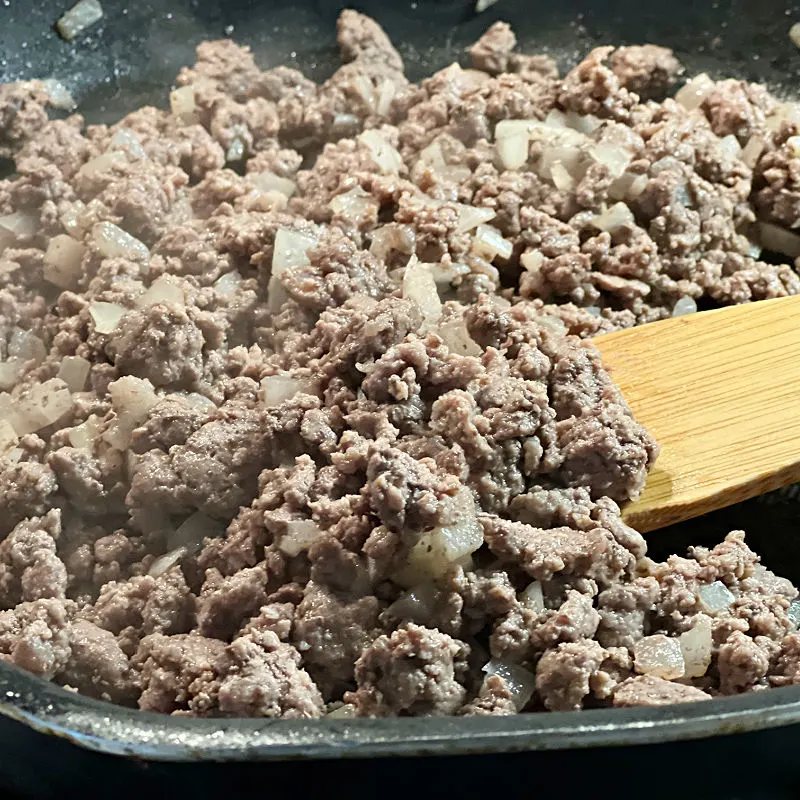 browned ground beef and onion