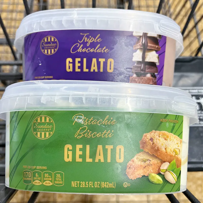 chocolate and pistachio gelato