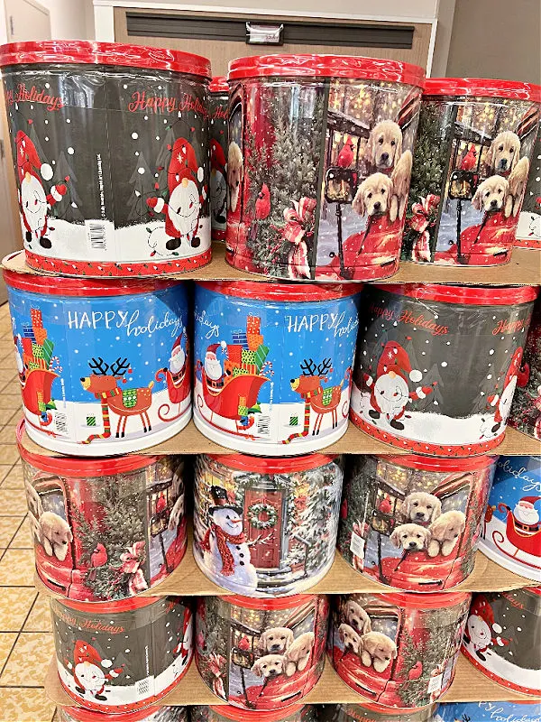 holiday popcorn tins