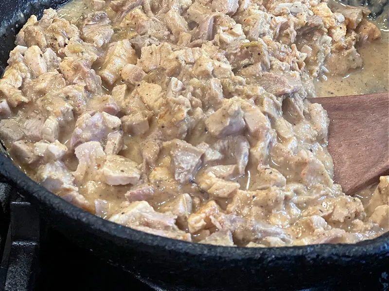 skillet of goopy turkey taco filling