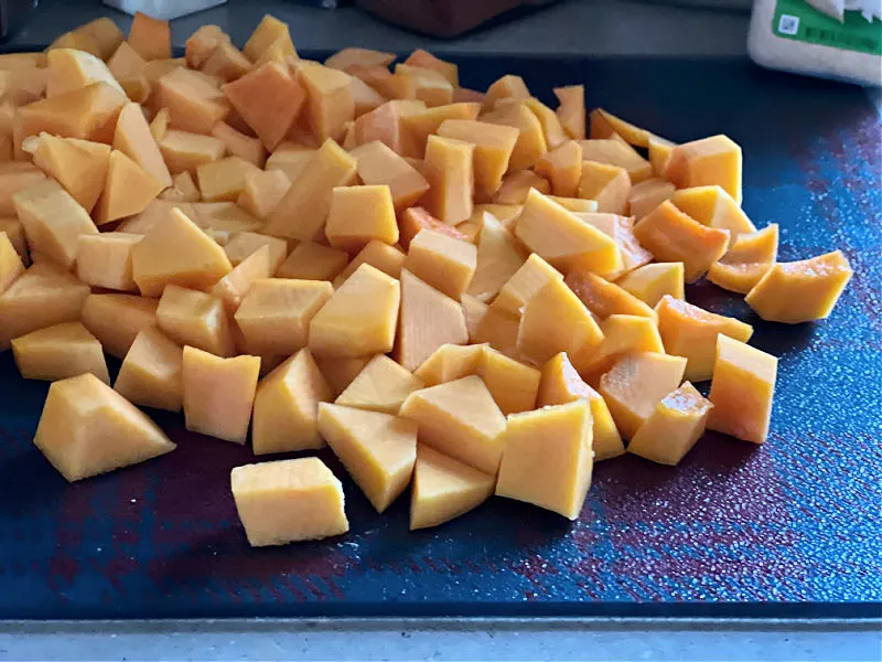 cut up butternut squash