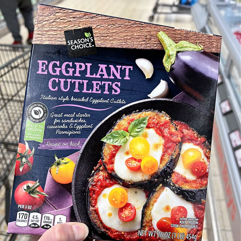 frozen eggplant cutlets in a box