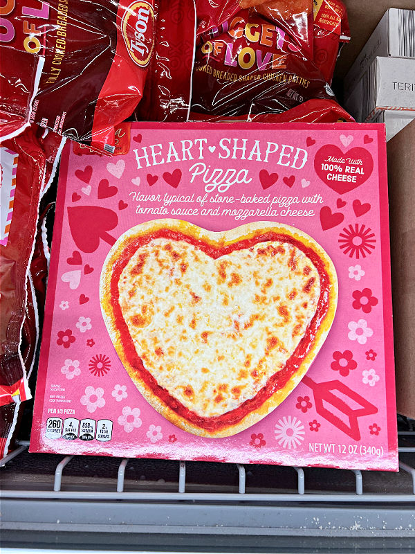 heart shaped pizza at aldi