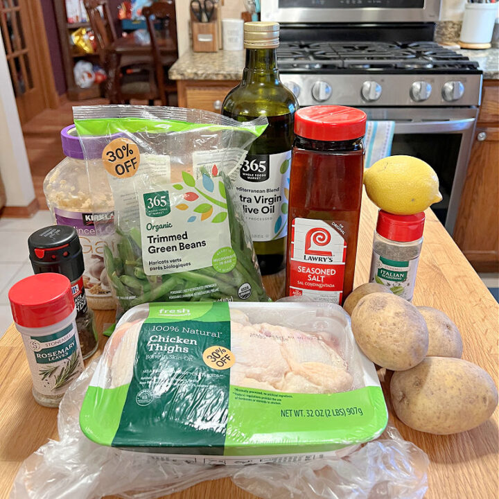 Sheet Pan Chicken Thighs with Green Beans & Potatoes