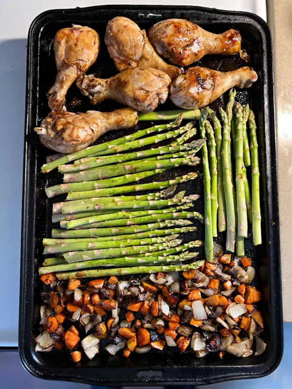 add asparagus to the sheet pan