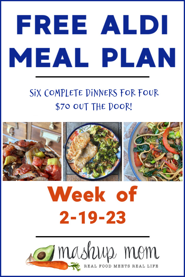 free ALDI meal plan week of 2/19/23: Six complete dinners for four, $70 out the door!