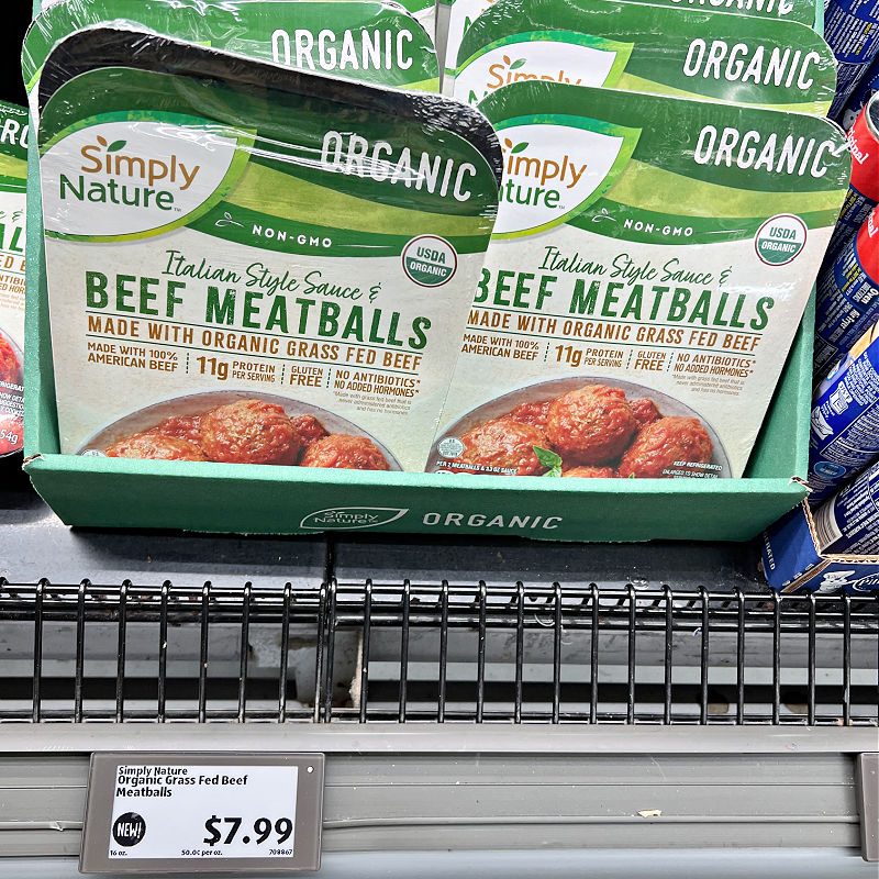 organic grass fed beef meatballs in the refrigerated section