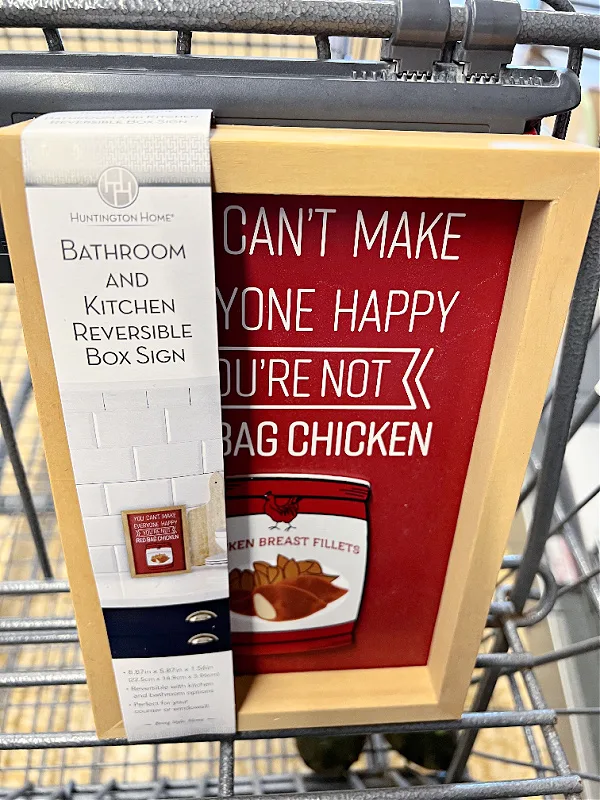 red bag chicken sign