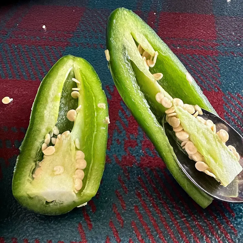 remove seeds from the jalapeño peppers