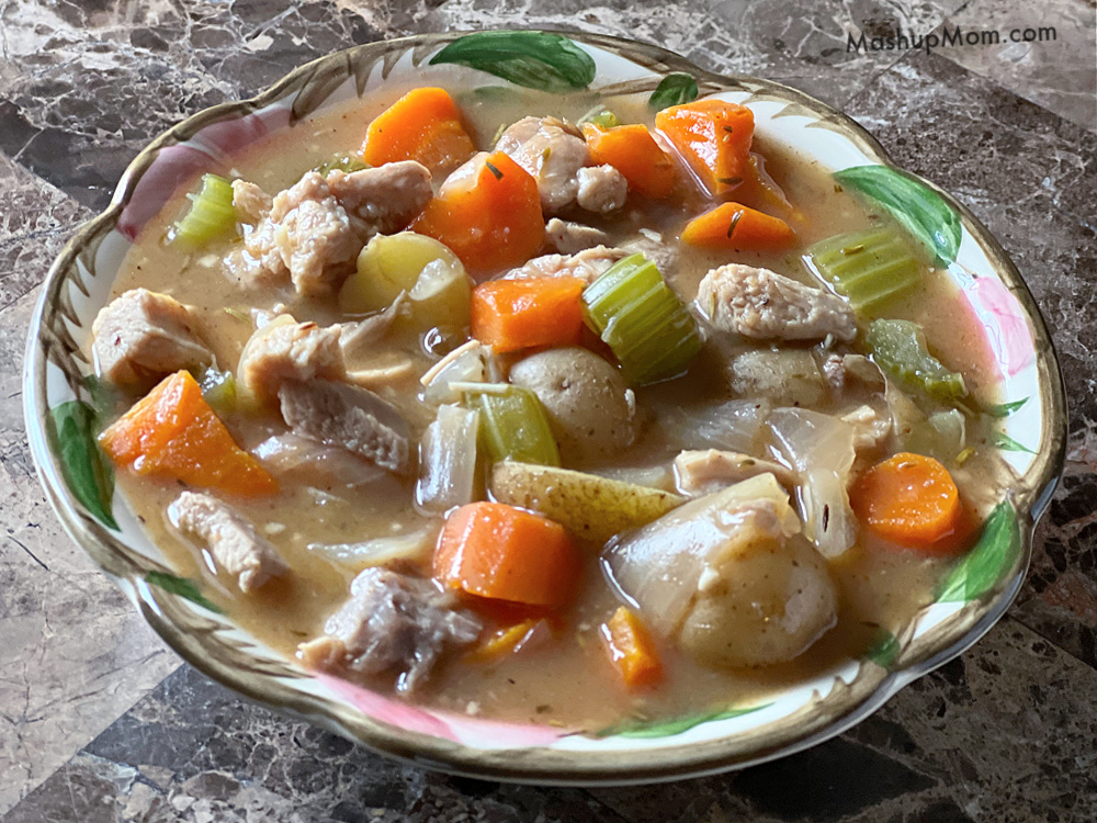 bowl of chicken and vegetable stew