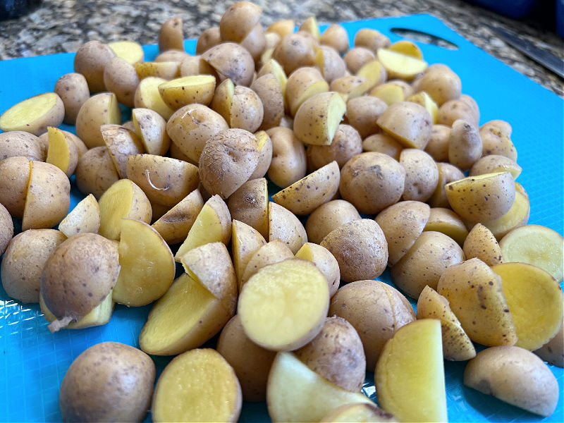cut up little potatoes
