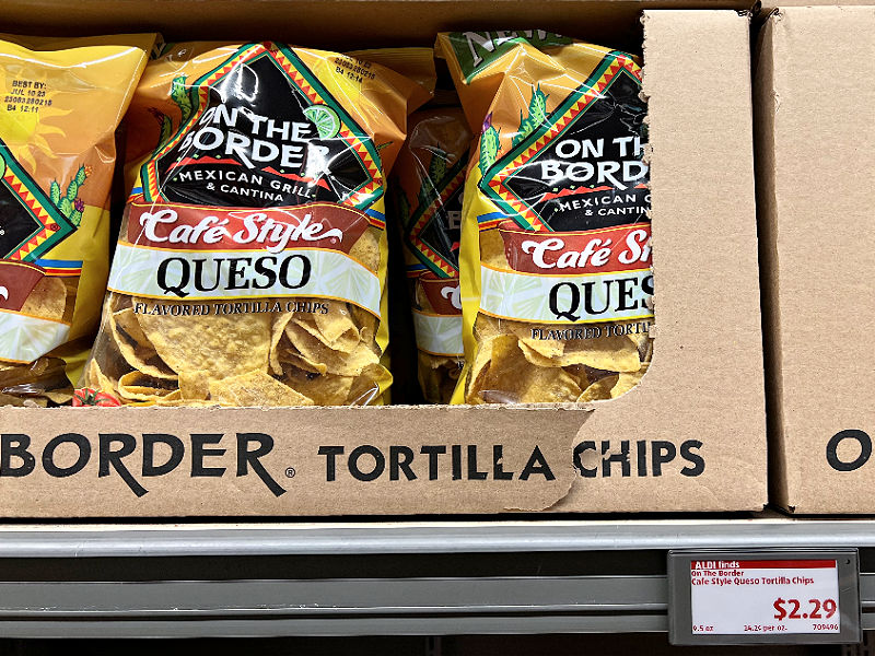 on the border queso flavored tortilla chips