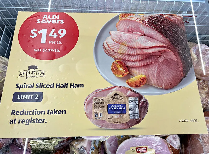 spiral sliced ham on sale at aldi