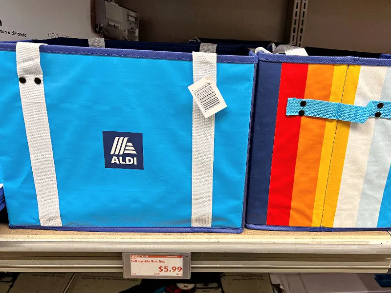 box bags on the shelf at aldi