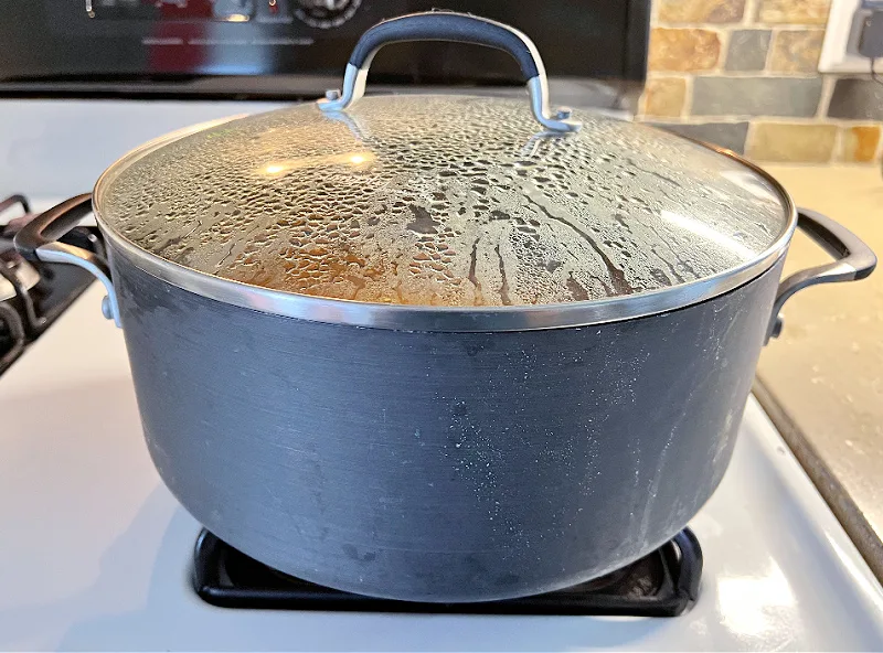 simmering pot of chili