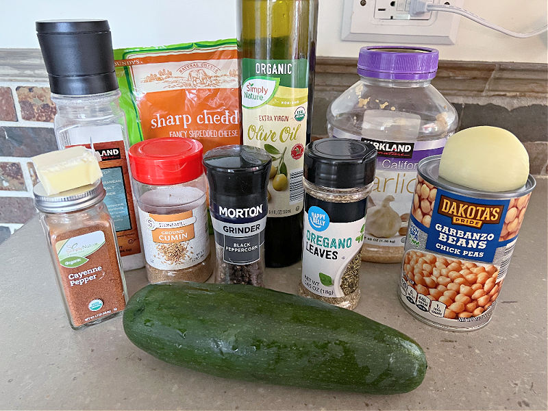 cheddar zucchini & chickpeas ingredients