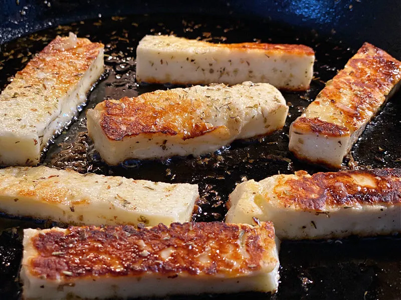 halloumi in a pan