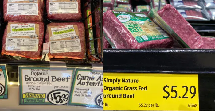 organic ground beef at aldi and trader joe's