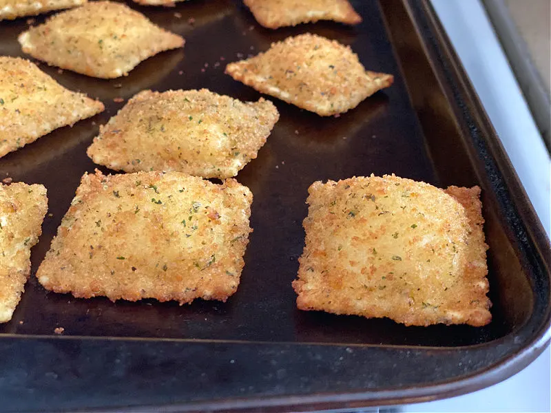 ravioli on a cookie sheet