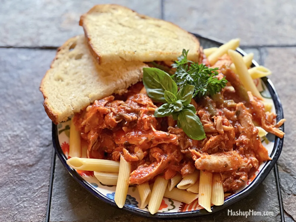 italian chicken over pasta