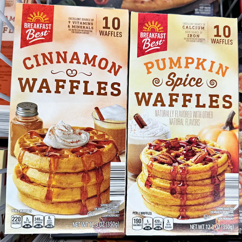 cinnamon or pumpkin spice waffles at aldi