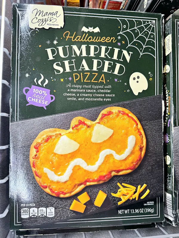 pumpkin shaped pizza at aldi