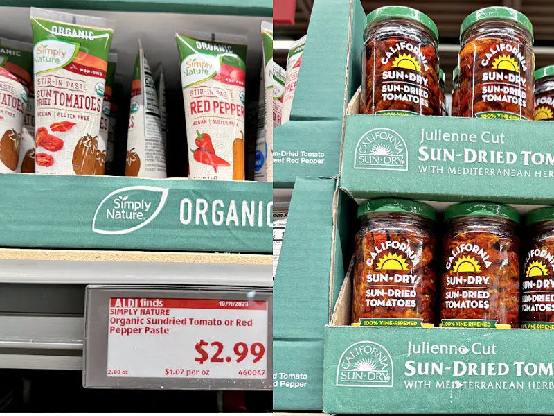 sun dried tomatoes and sun dried tomato paste at aldi