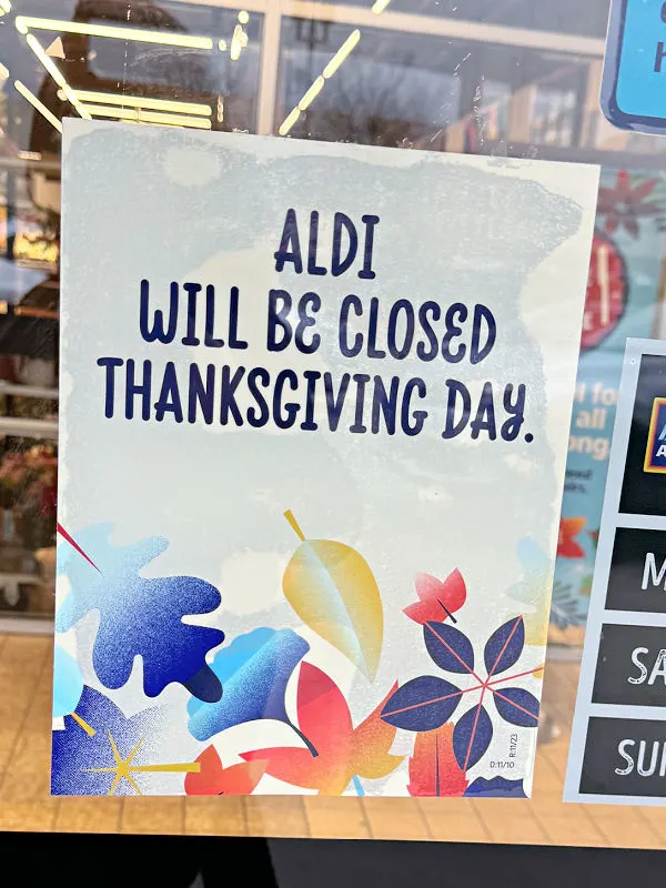 aldi closed thanksgiving